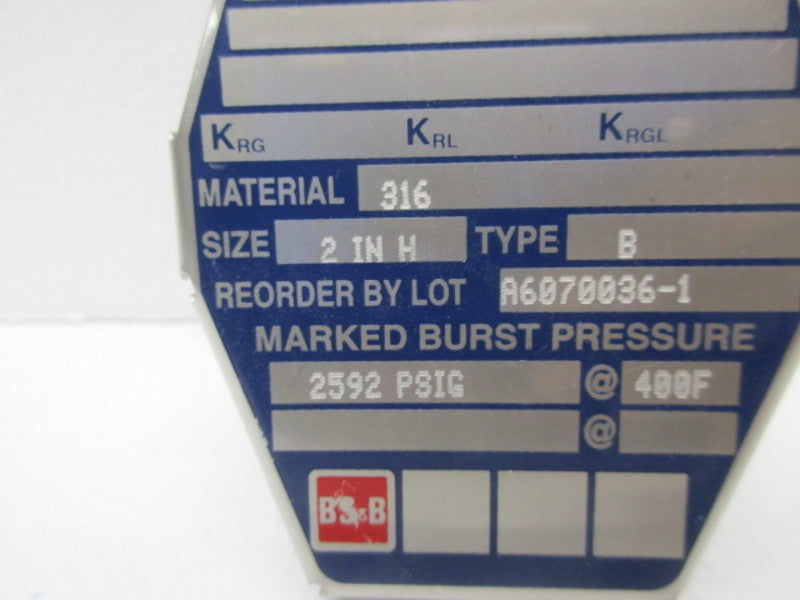 BS&B B 2"REPATURE DISC  NSNP