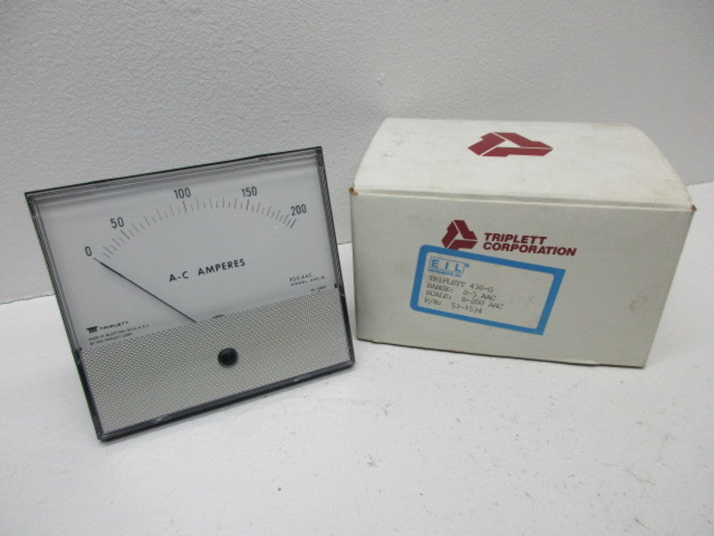 TRIPLETT 53-1534 PANEL METER 0-200 AC AMPERES NSMP