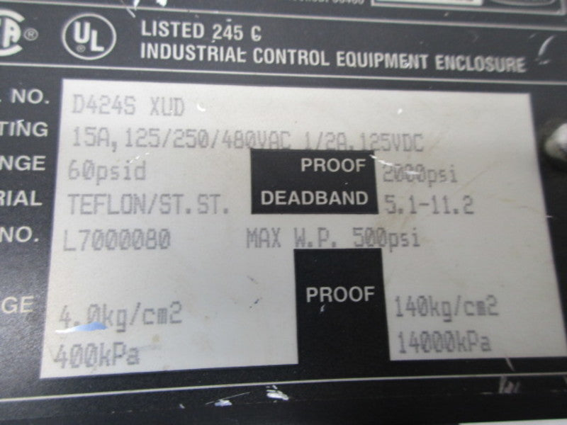 ASHCROFT D424S XUD DIFFERENTIAL SWITCH 2000PSI  NSNP