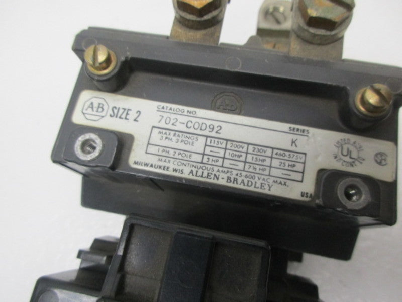 INDUSTRIAL SPARE PART 702-C0D92 SER.K MOTOR STATER 110/120V  UNMP
