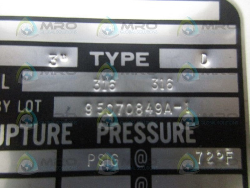 B.S & B SAFETY SYSTEM 95070849A-1 BUCKLING RUPTURE DISC NSNP