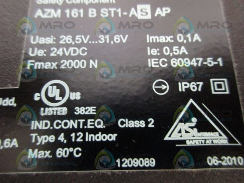 SCHMERSAL AZM-161-B-ST1-AS-AP SAFETY INTERLOCK NSMP