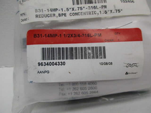 TRI-CLOVER B31-14MP-1 1/2X3/4-316L-PM   NSMP