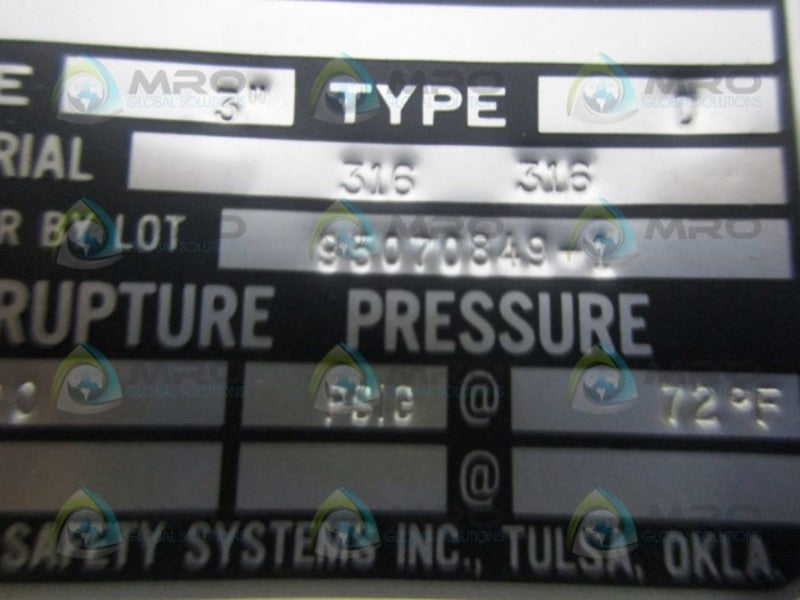 B.S & B SAFTEY SYSTEMS 95070849-1 NSNP
