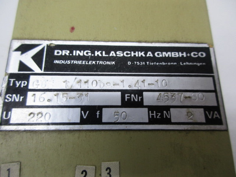 KLASCHKA GUS1/110BA-1.41-10    UNMP