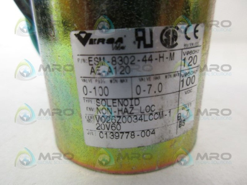 VERSA ESM-8302-44-H-M-AE-A120 SOLENOID SELECTOR VALVE NSNP