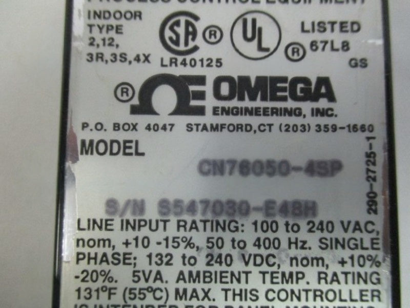 OMEGA CN76050-4SP TEMP CONTROLLER NSNP