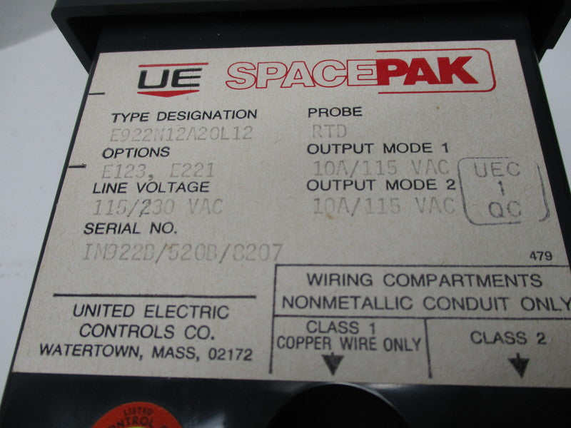 UNITED ELECTRIC E922N12A20L12  NSNP