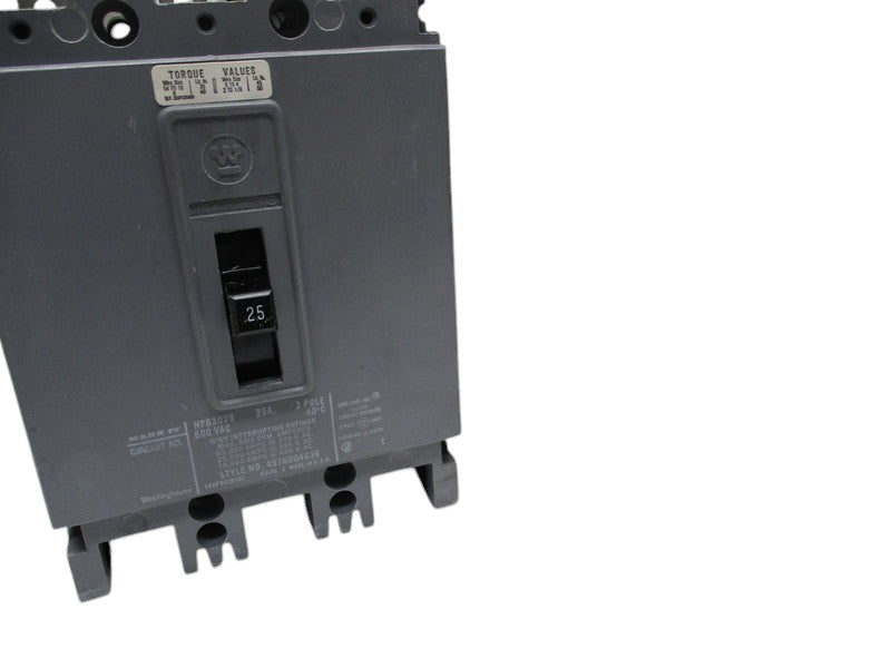 WESTINGHOUSE HFB3025 25AMPS, 600VAC, 3POLE   NSMP