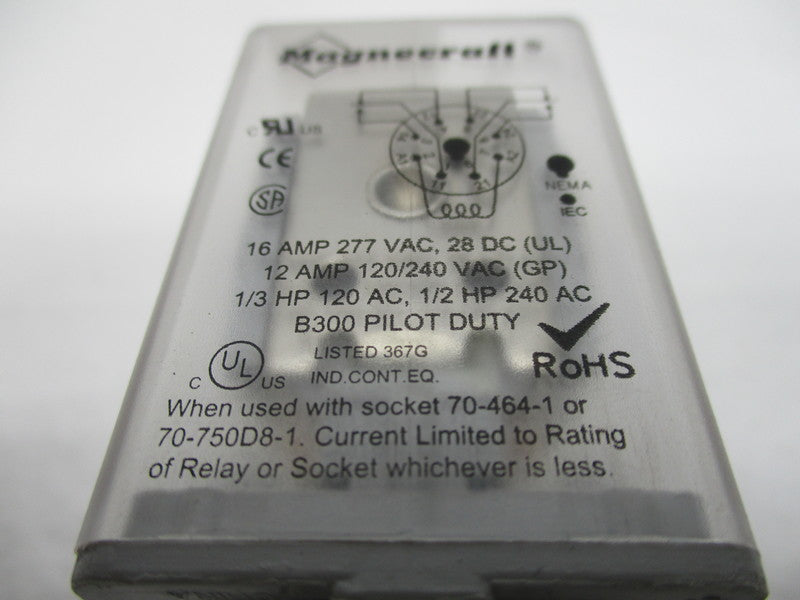 MAGNECRAFT 750XBXC-314XBX48P-115-125D RELAY 16AMP 110/125VDC  UNMP