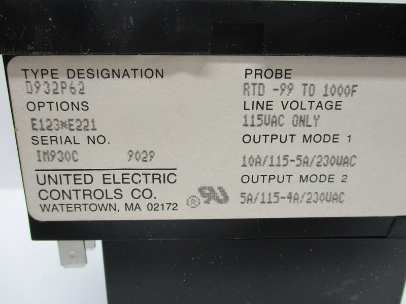 UNITED ELECTRIC D932P62  UNMP