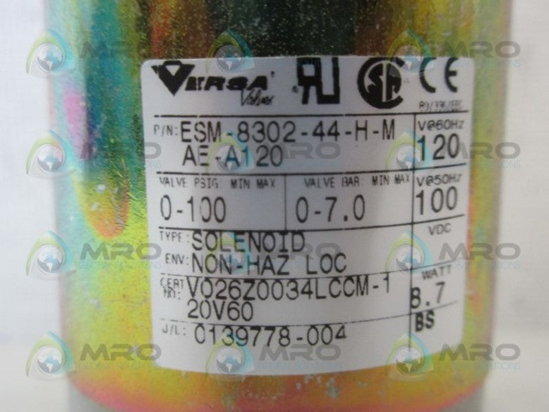 VERSA ESM-8302-44-H-M-AE-A120 SOLENOID VALVE NSNP
