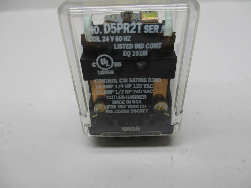 CUTLER HAMMER D5PR2T SER.A1 RELAY 240VAC 10AMP  UNMP