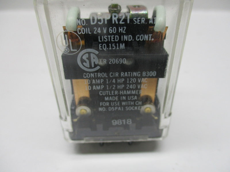 CUTLER HAMMER D5PR2T SER. A1 RELAY 24V 60HZ  UNMP