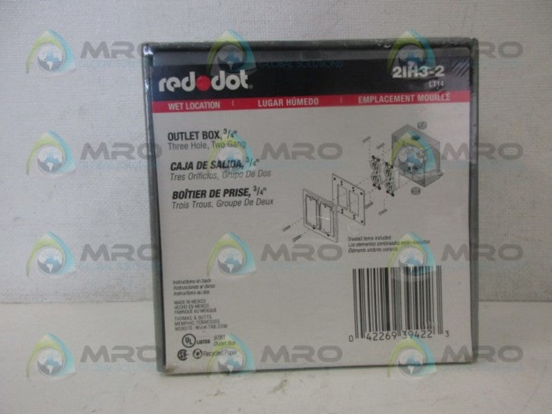 RED DOT 2IH3-2 2GANG OUTLET BOX NSMP