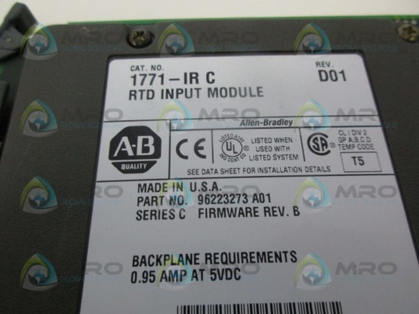 ALLEN BRADLEY 1771-IR SER. C F/W B INPUT MODULE NSNP
