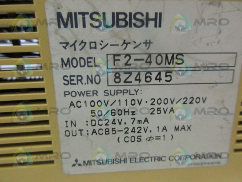 MITSUBISHI F2-40MS PROGRAMMABLE CONTROLLER UNMP