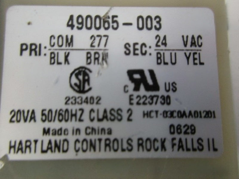 HARTLAND CONTROLS 490065-003 HCT-03C0AA01201 TRANSFORMER NSNP