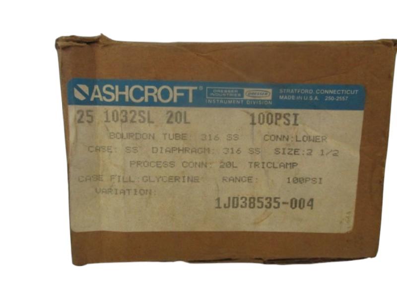 ASHCROFT 251032SL20L-100# PRESSURE GAUGE 100 PSI NSMP