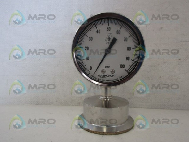 ASHCROFT 251032SL20L-100# PRESSURE GAUGE 100 PSI NSMP