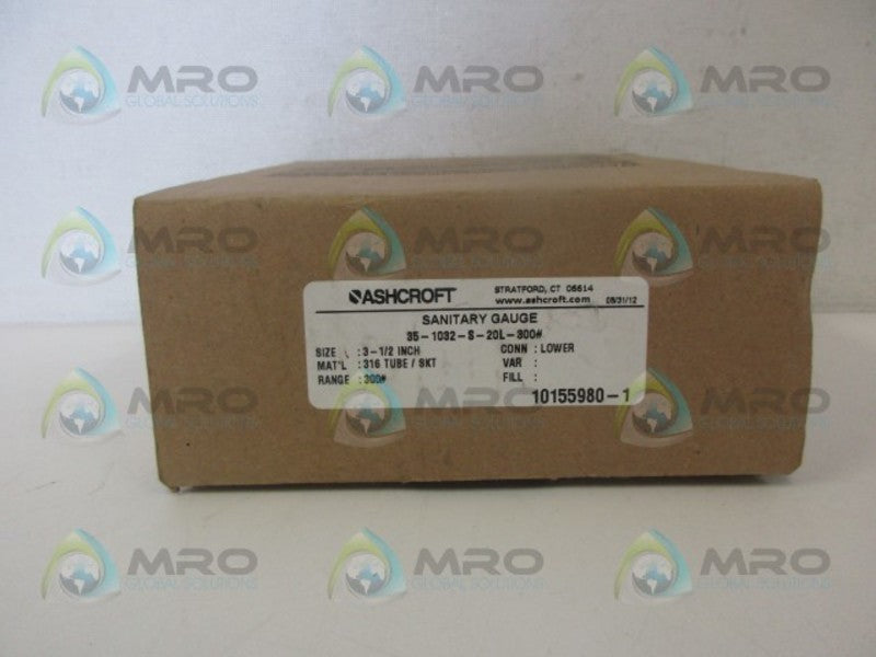 ASHCROFT 351032S20L-300# SANITARY GAUGE 0-300 PSI NSMP