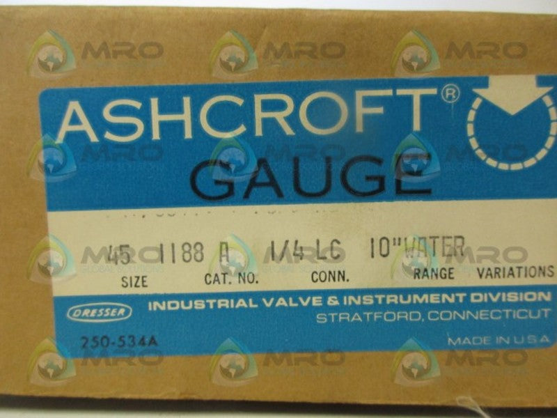 ASHCROFT 45-1188A-1/4LC 0-10 PRESSURE GAUGE NSMP