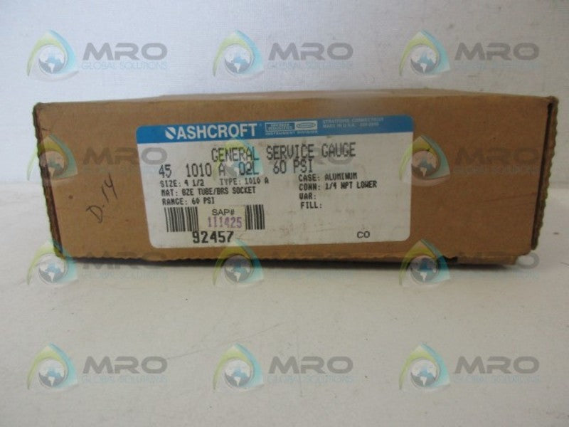 ASHCROFT 451010A02L-60# 0-60 GENERAL SERVICE GAUGE  NSMP