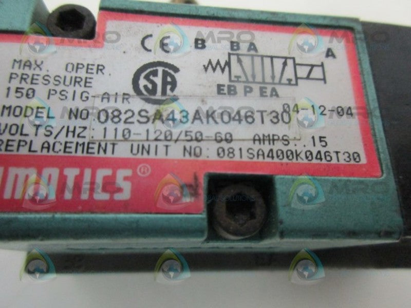 NUMATICS 082SA43AK046T30 SOLDENOID VALVE UNMP
