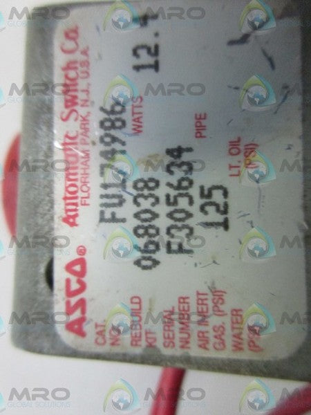 ASCO FU174986 SOLENOID VALVE UNMP