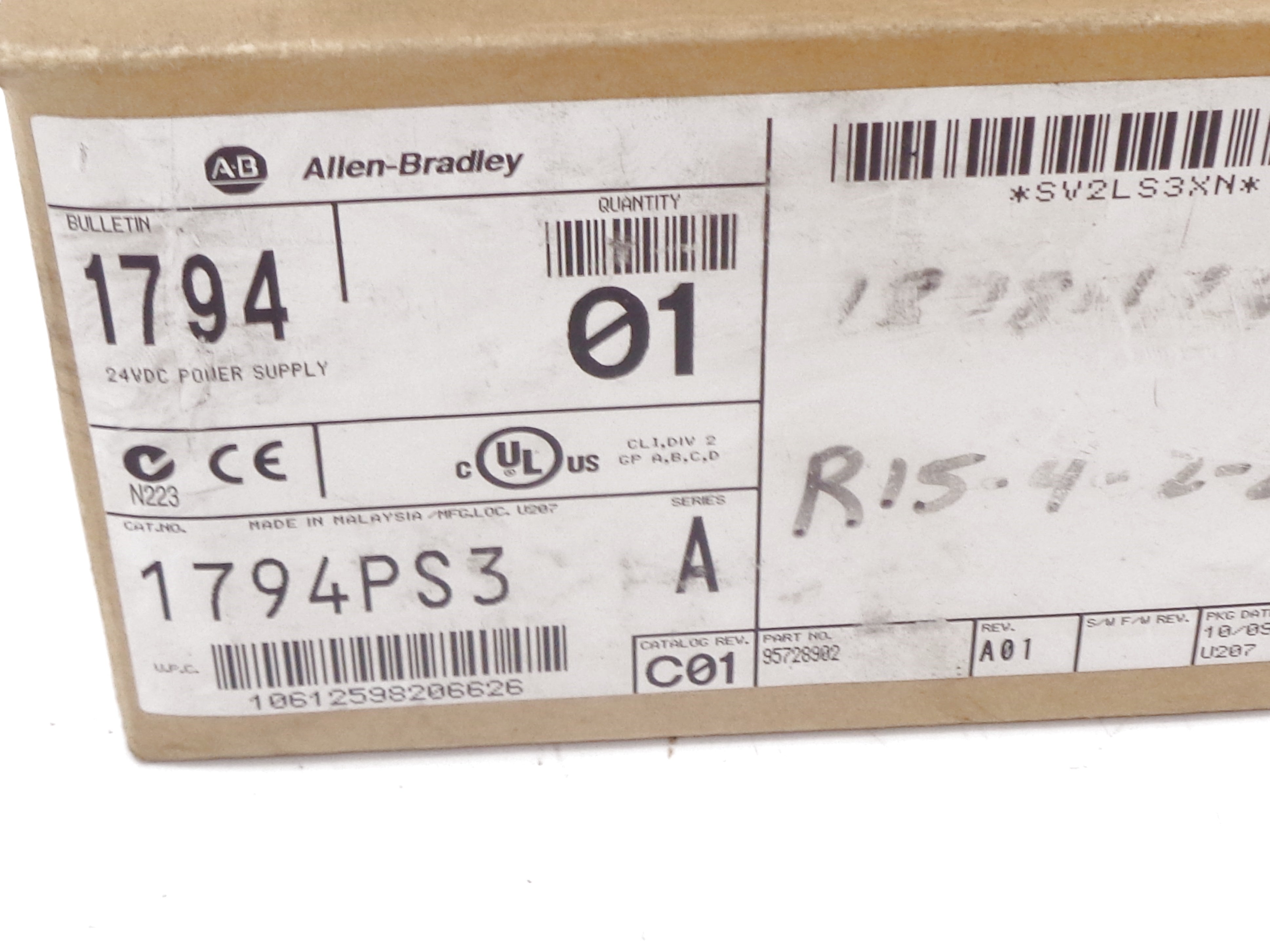 ALLEN BRADLEY 1794-PS3 SER. A 120/230VAC 1.7/1.1A NSMP