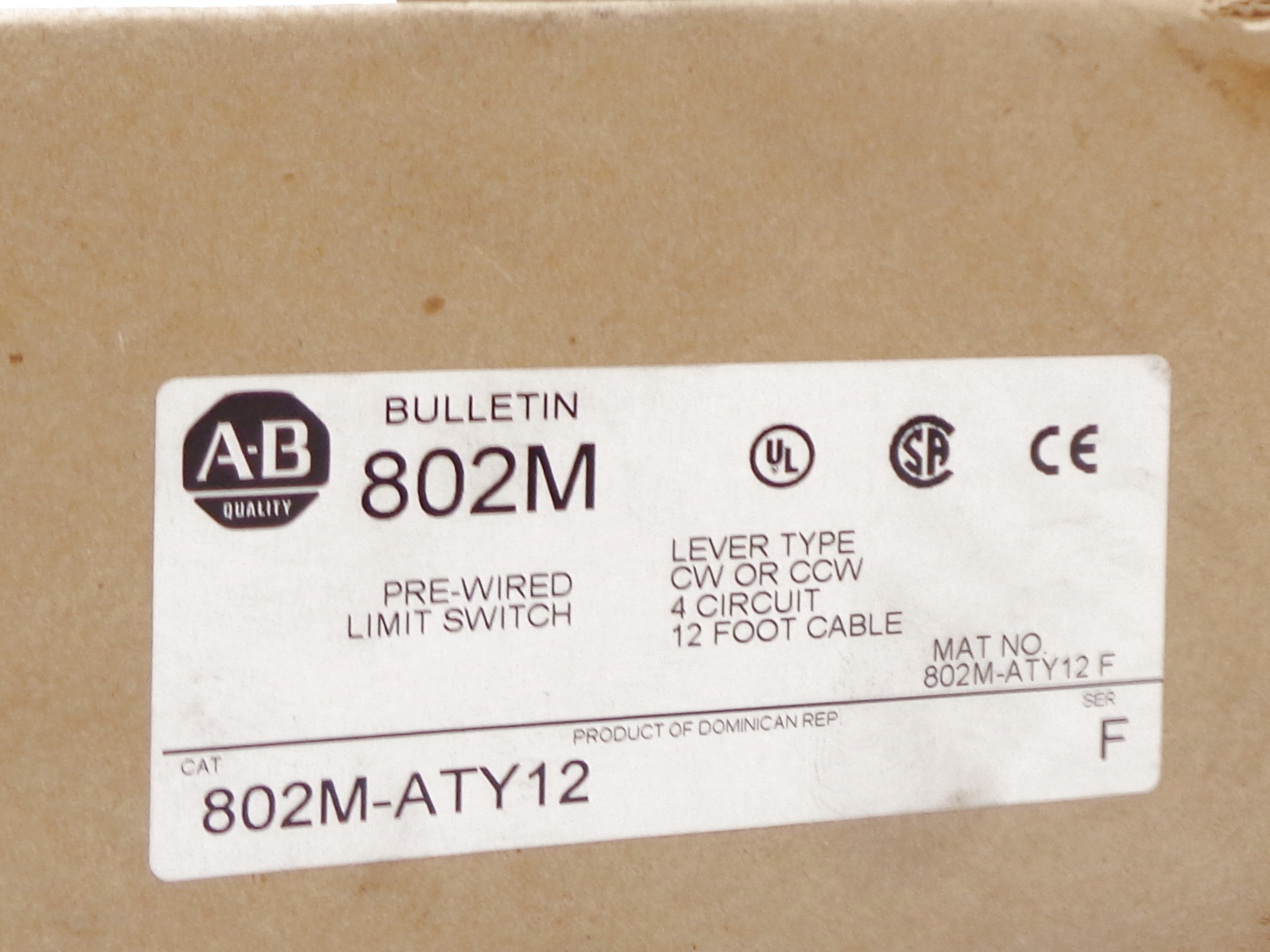 INDUSTRIAL SPARE PART 802M-ATY12 SER. F 120-300VAC (BR/WH) NSMP