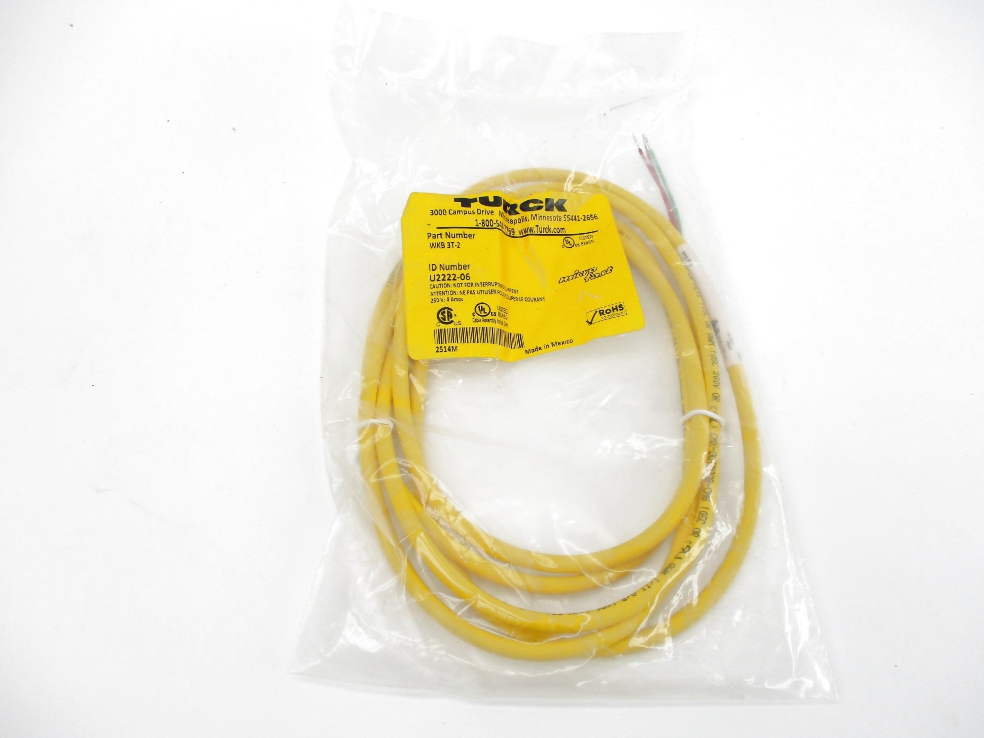 TURCK WKB3T-2 U2222-06 250V 4A NSMP