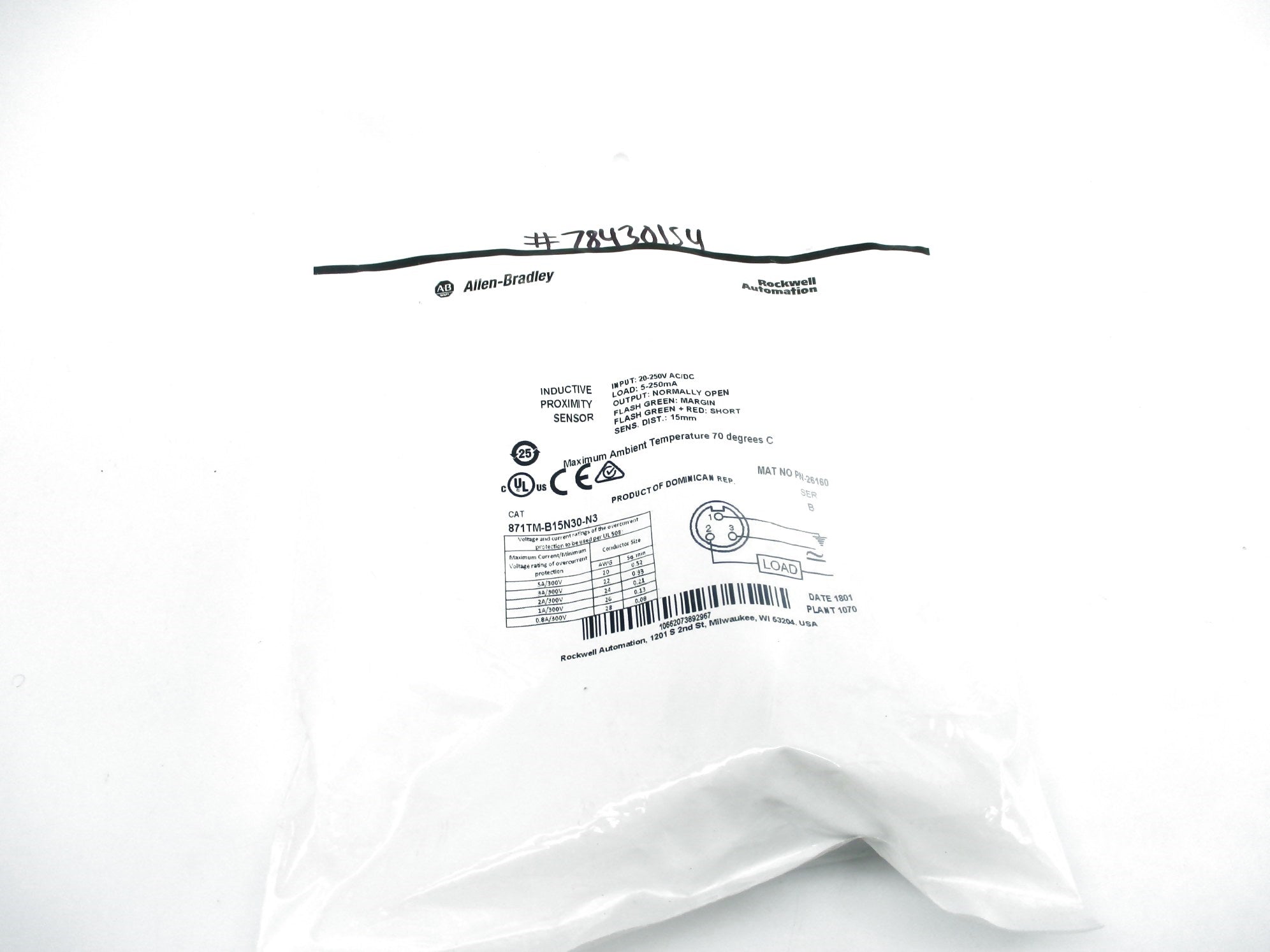 ALLEN BRADLEY 871TM-B15N30-N3 SER. B 20-250VAC/DC NSMP