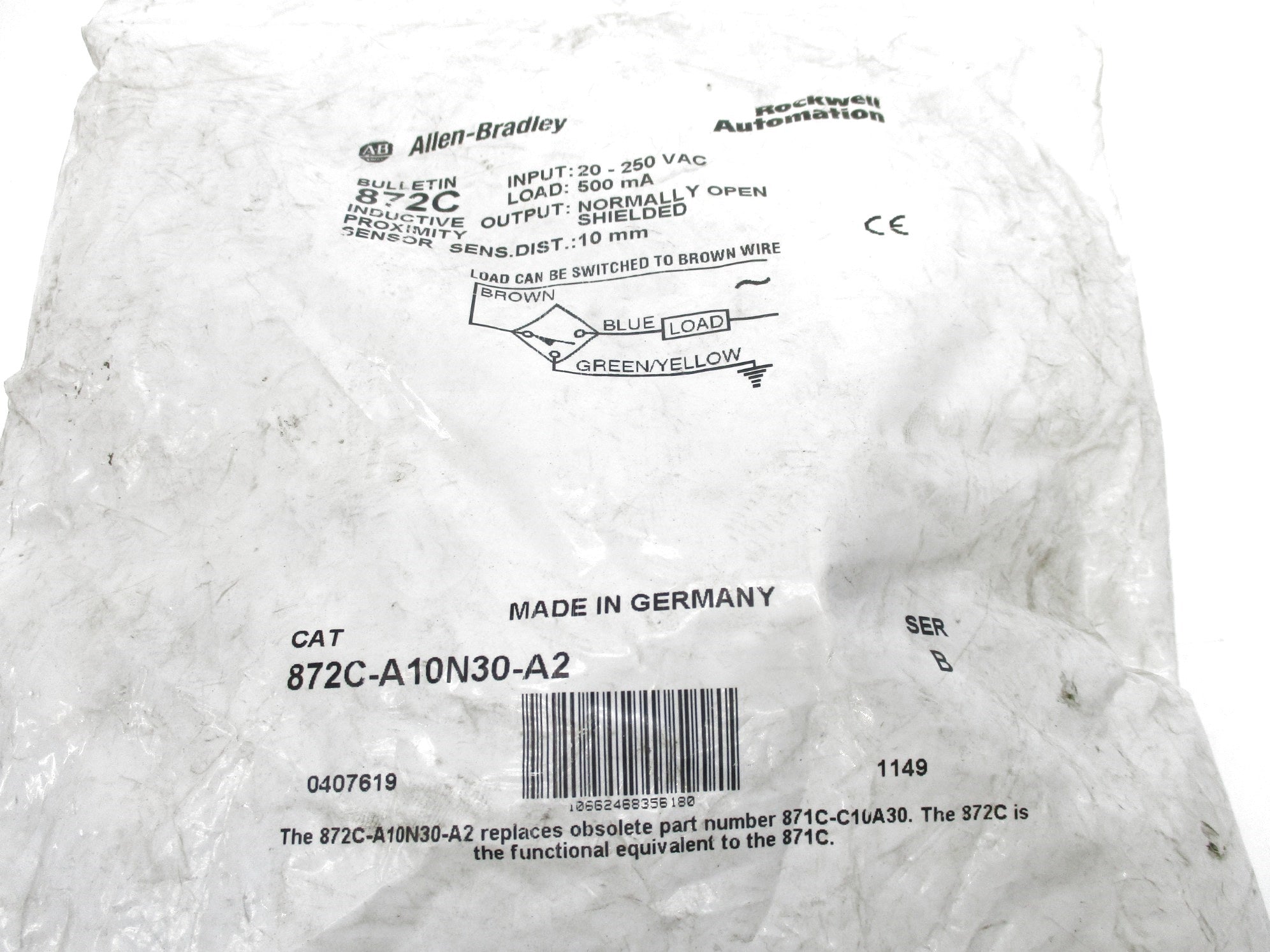 ALLEN BRADLEY 872C-A10N30-A2 SER. B 20-250VAC NSMP