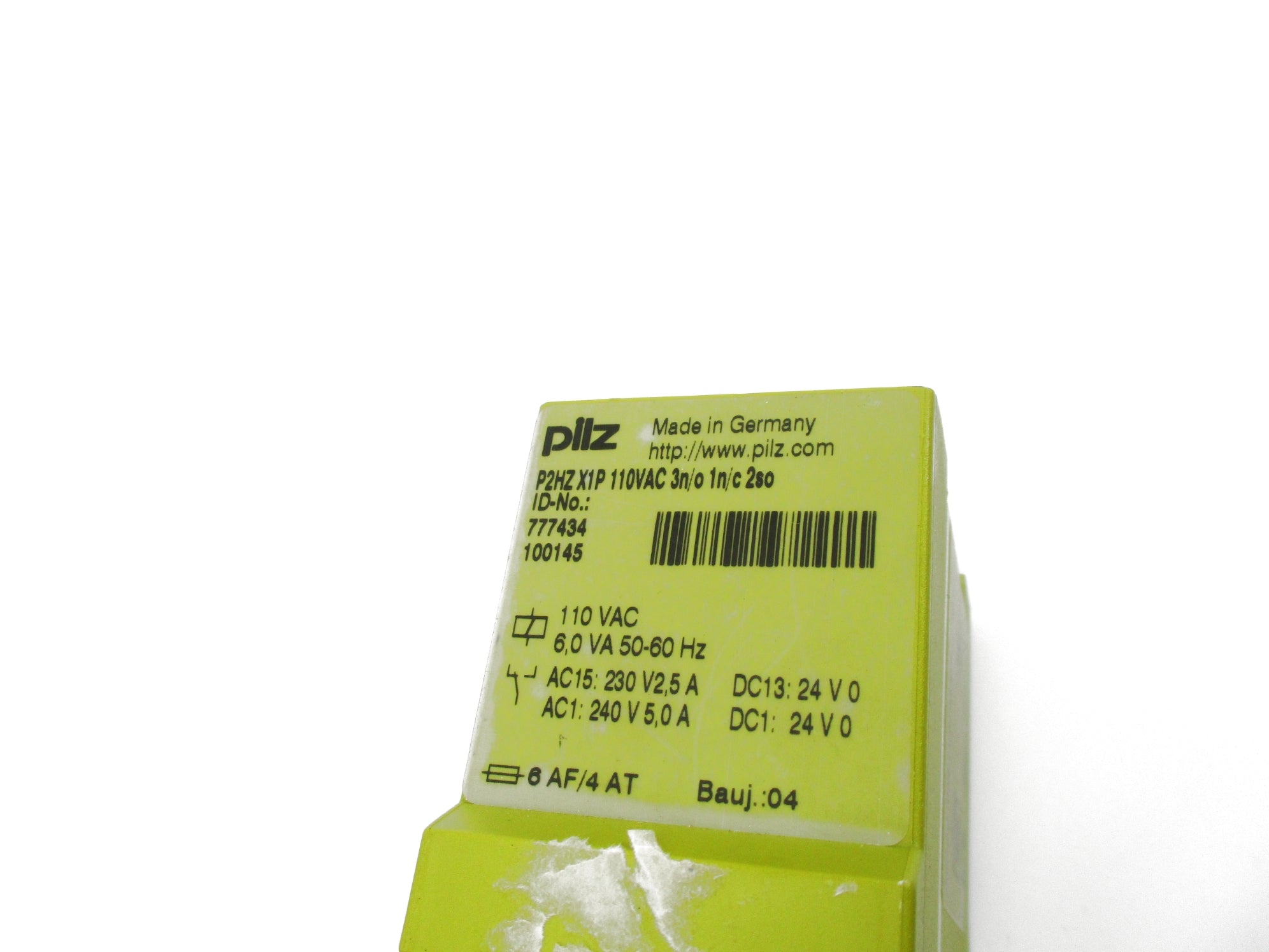 PILZ P2HZX1P 110VAC 3N/0 1N/C 2SC 5.0A NSNP