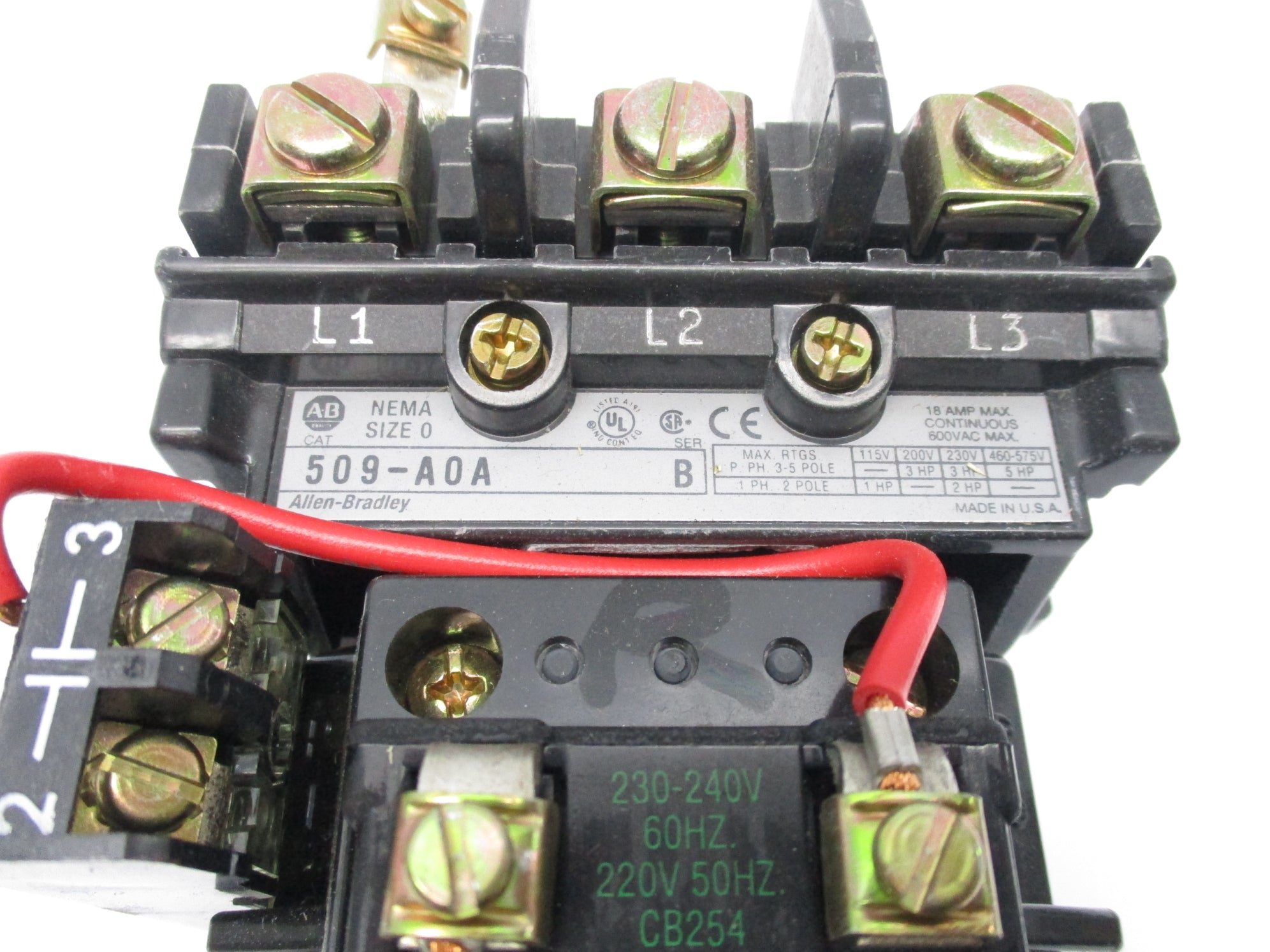 ALLEN BRADLEY 509-A0A SER. B 230-240/220V 18A NSNP