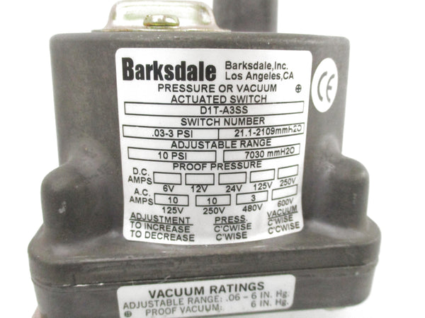 BARKSDALE D1T-A3SS 10PSI NSNP