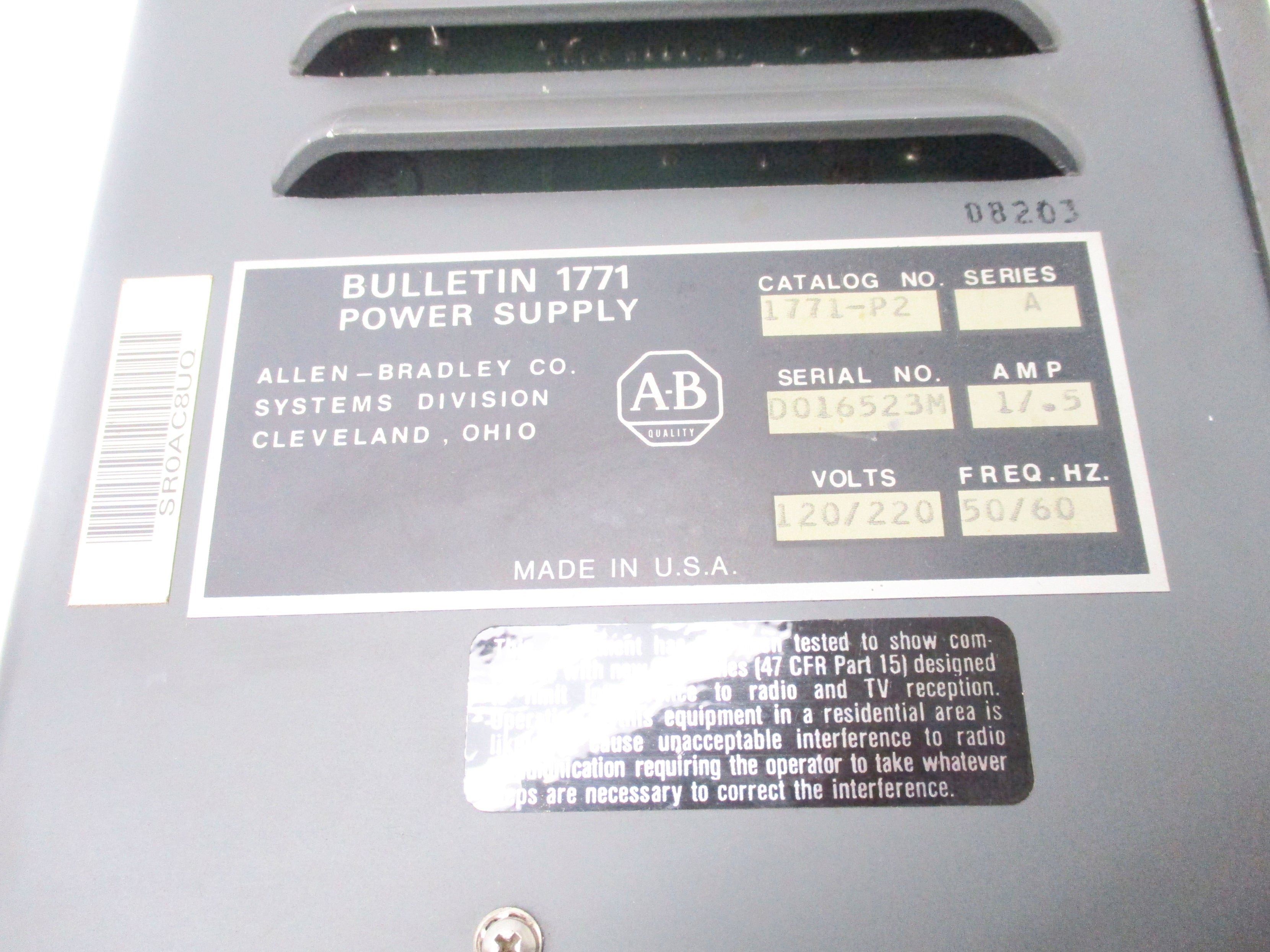 ALLEN BRADLEY 1771-P2 SER. A UNMP