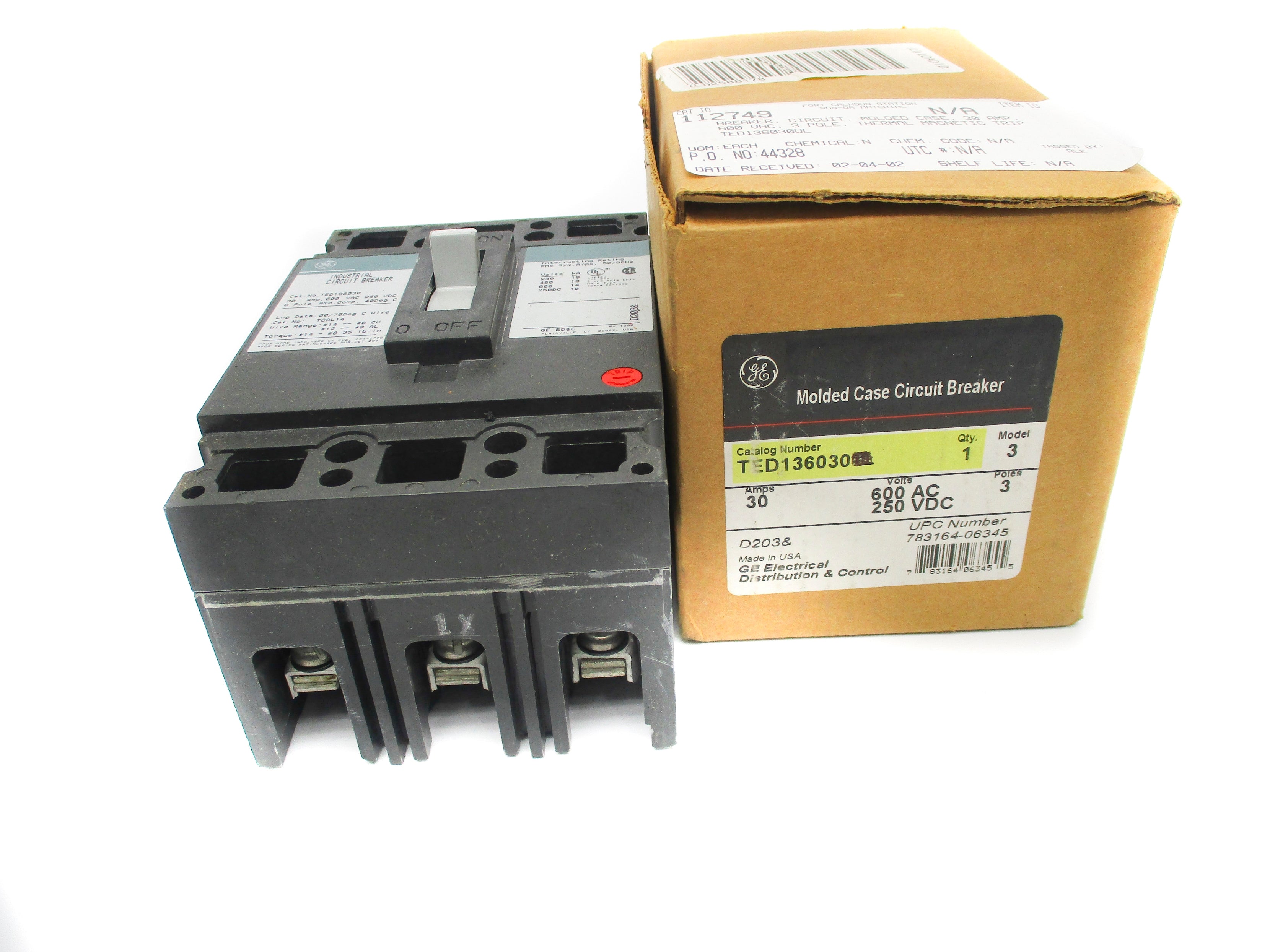 GENERAL ELECTRIC TED136030 600VAC 30A (GREEN) NSMP