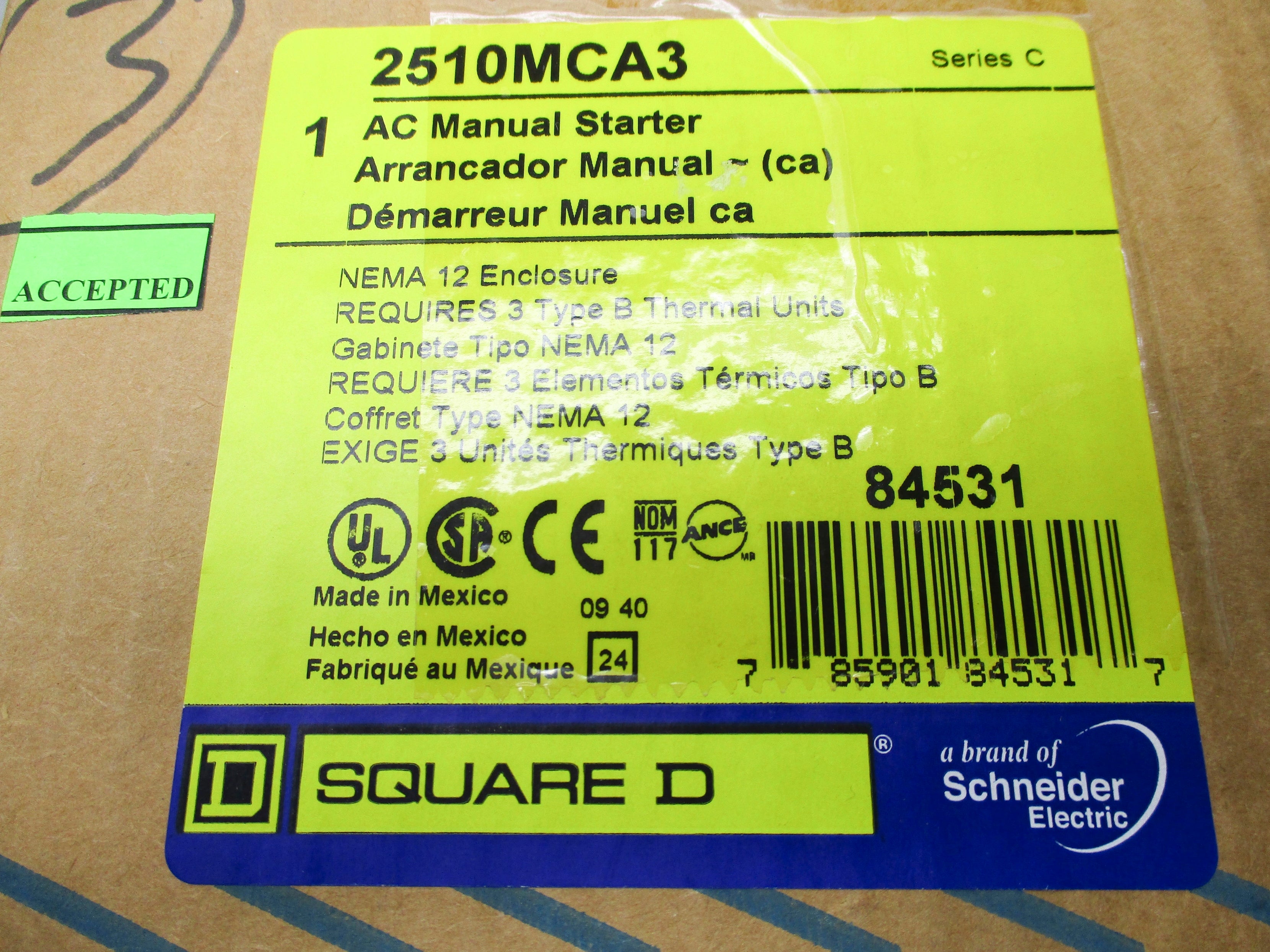 SQUARE D 2510MCA3 SER. C 600V NSMP
