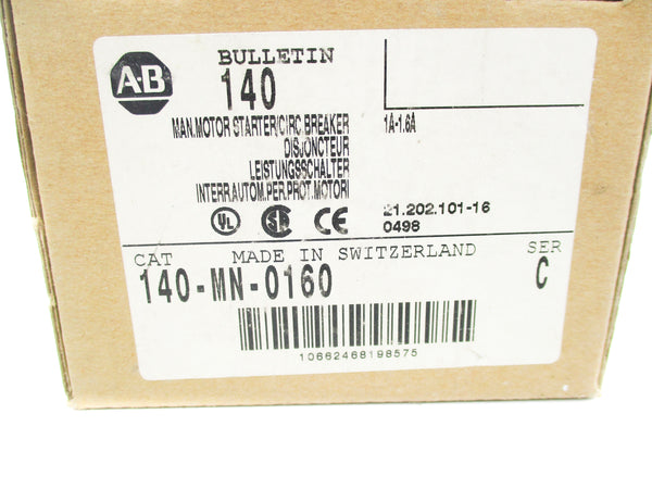 ALLEN BRADLEY 140-MN-0160 SER. C 600V 1.0-1.6A (BR/WH) NSMP