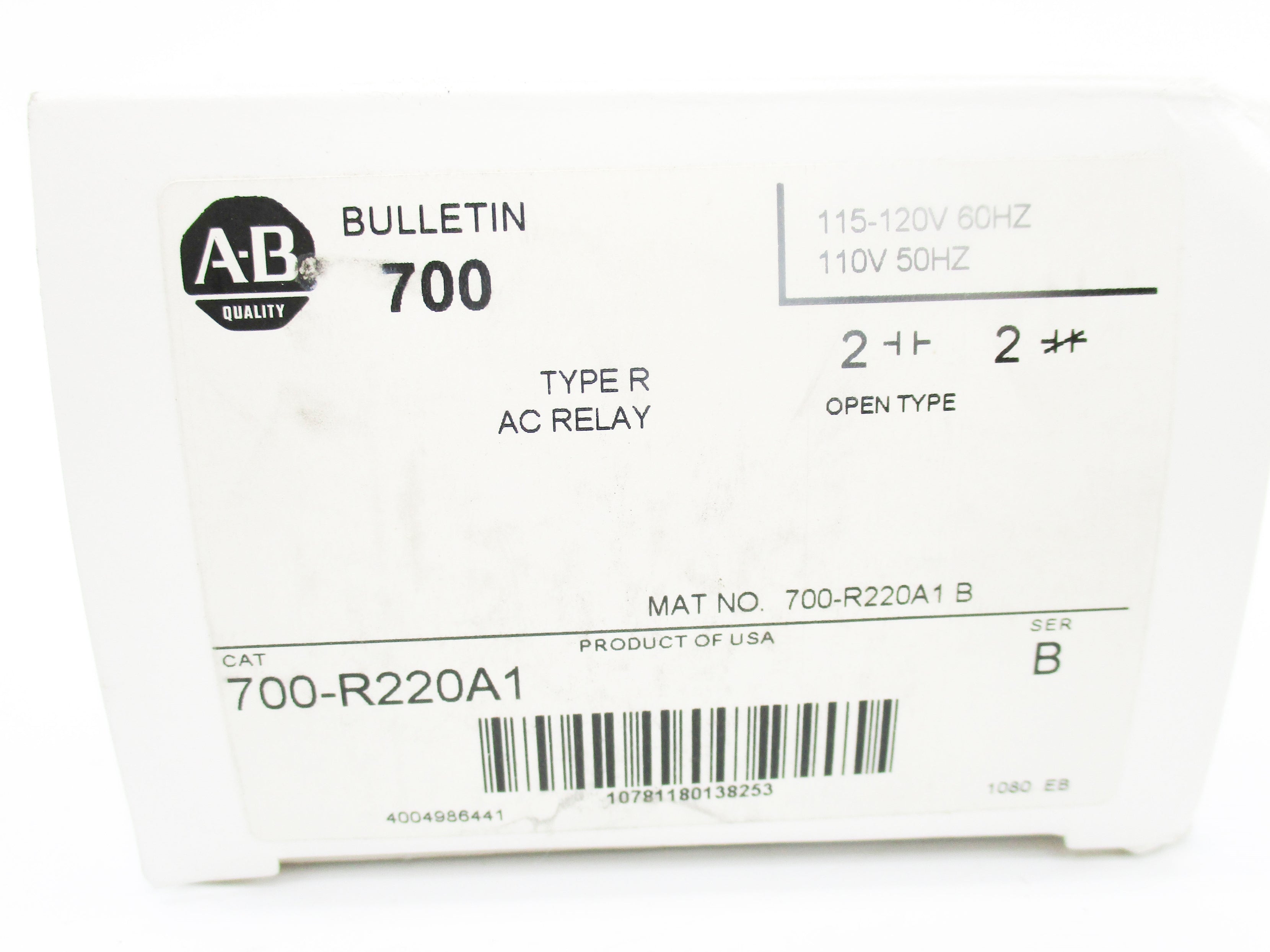 ALLEN BRADLEY 700-R220A1 SER. B 110/115-120V 30A (WH) NSMP