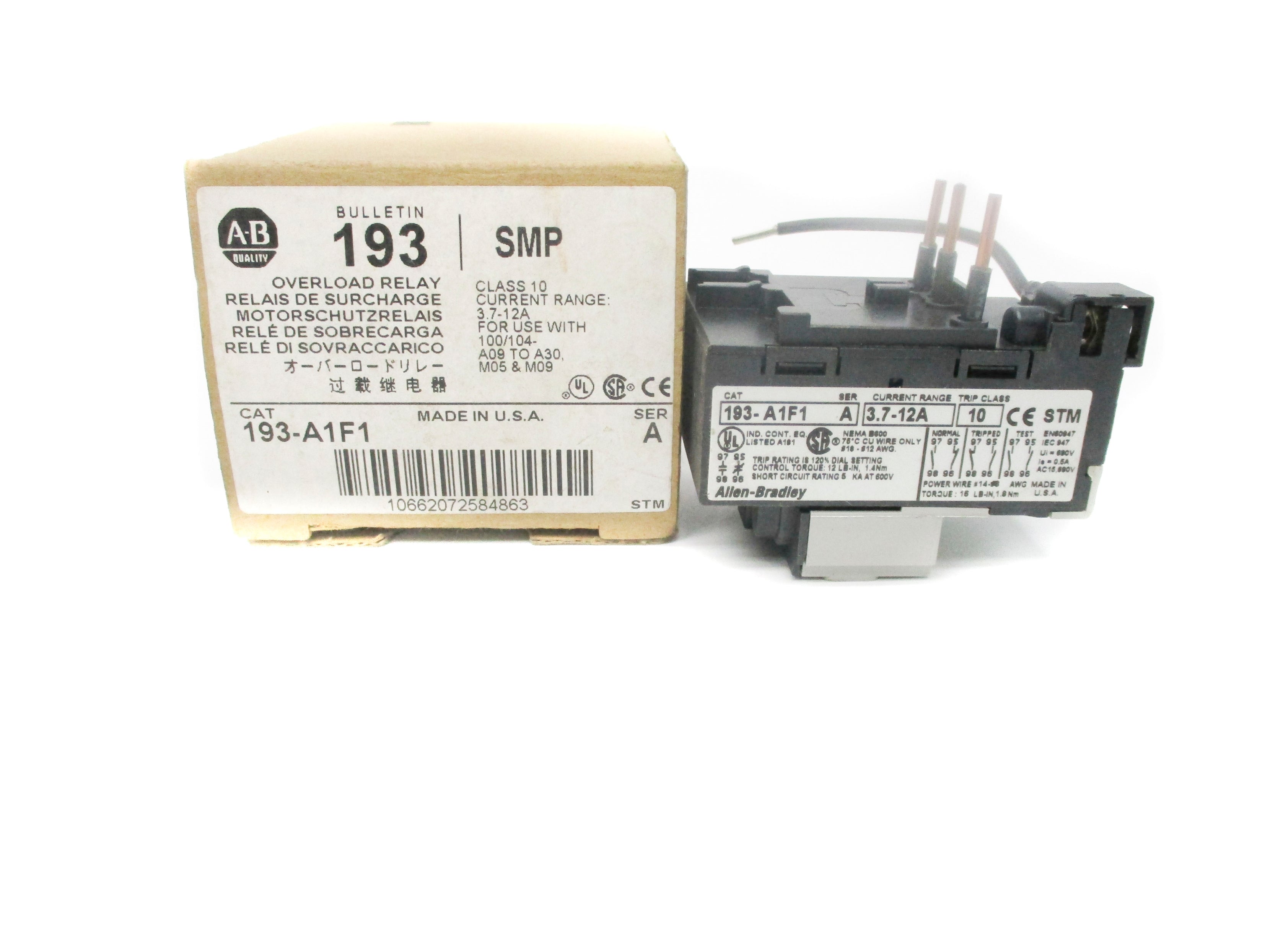 ALLEN BRADLEY 193-A1F1 SER. A 690V 3.7-12A (BR/WH) NSMP