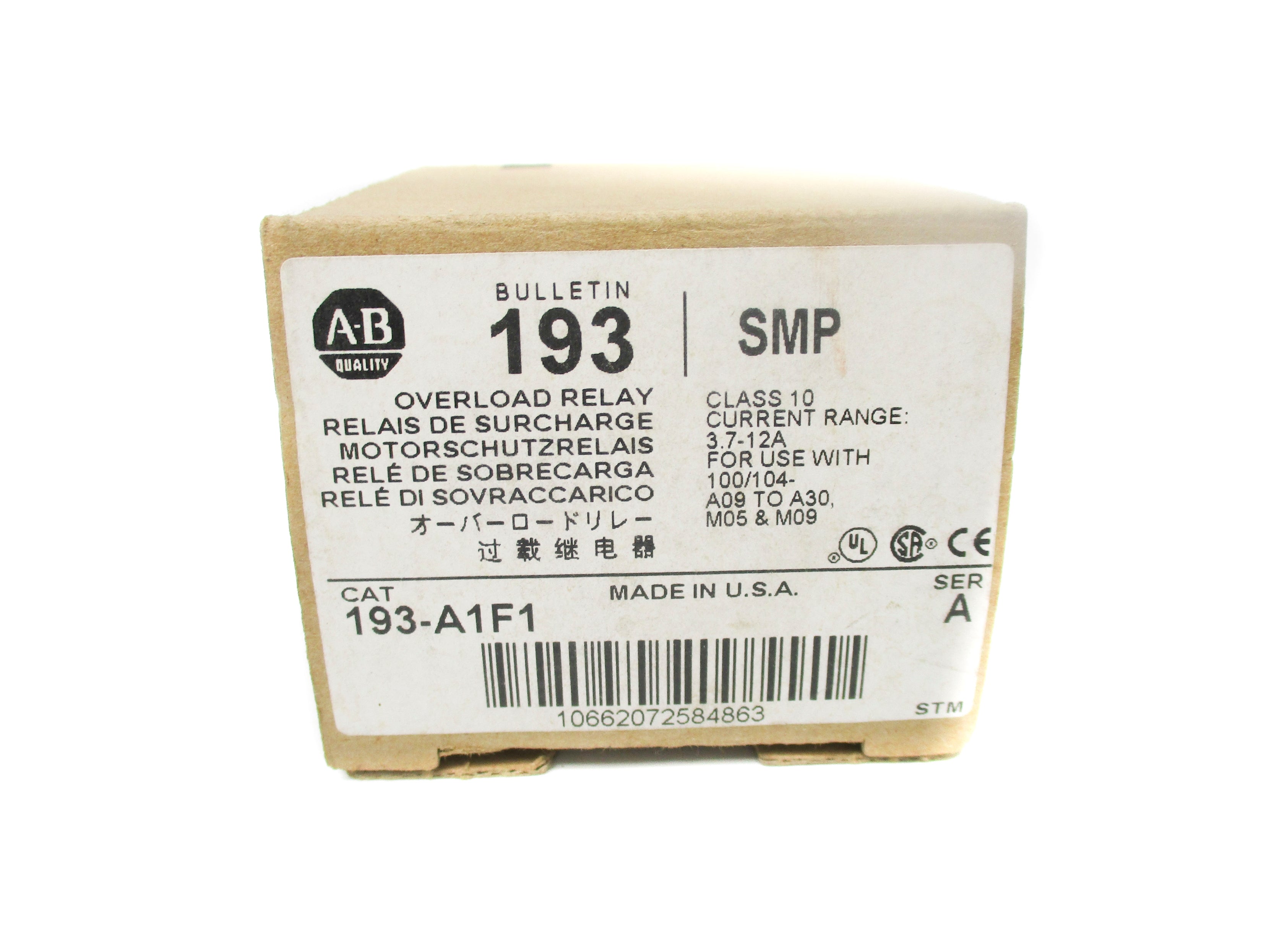 ALLEN BRADLEY 193-A1F1 SER. A 690V 3.7-12A (BR/WH) NSMP