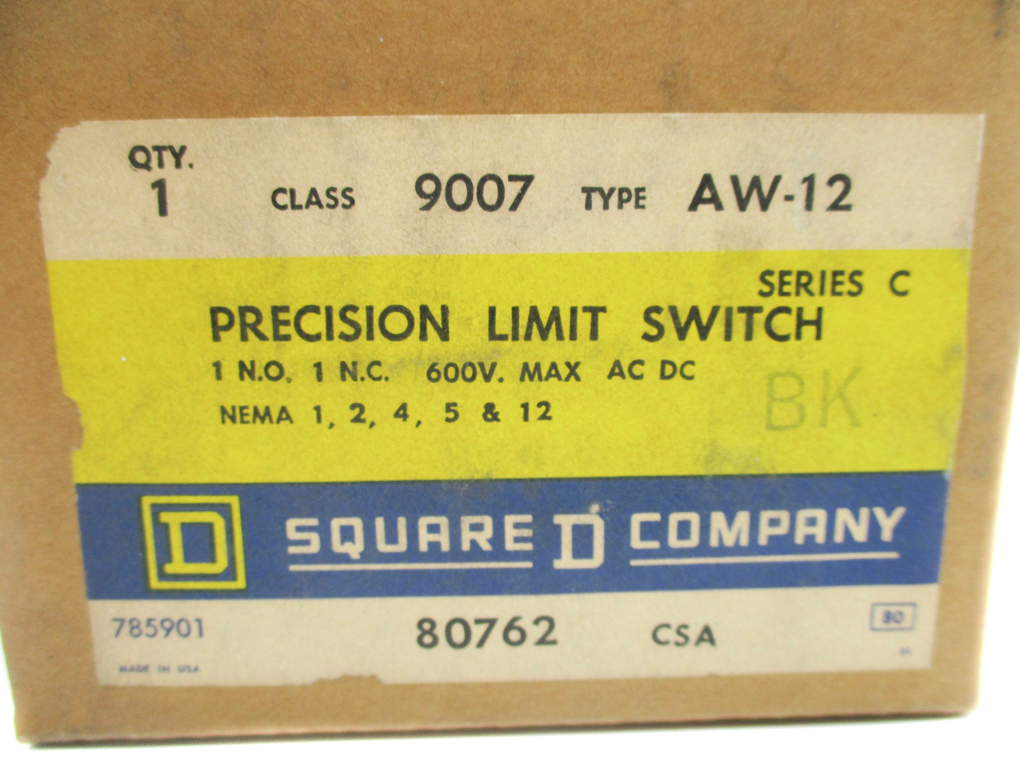 SQUARE D 9007AW12 SER. C 600VAC-DC NSMP