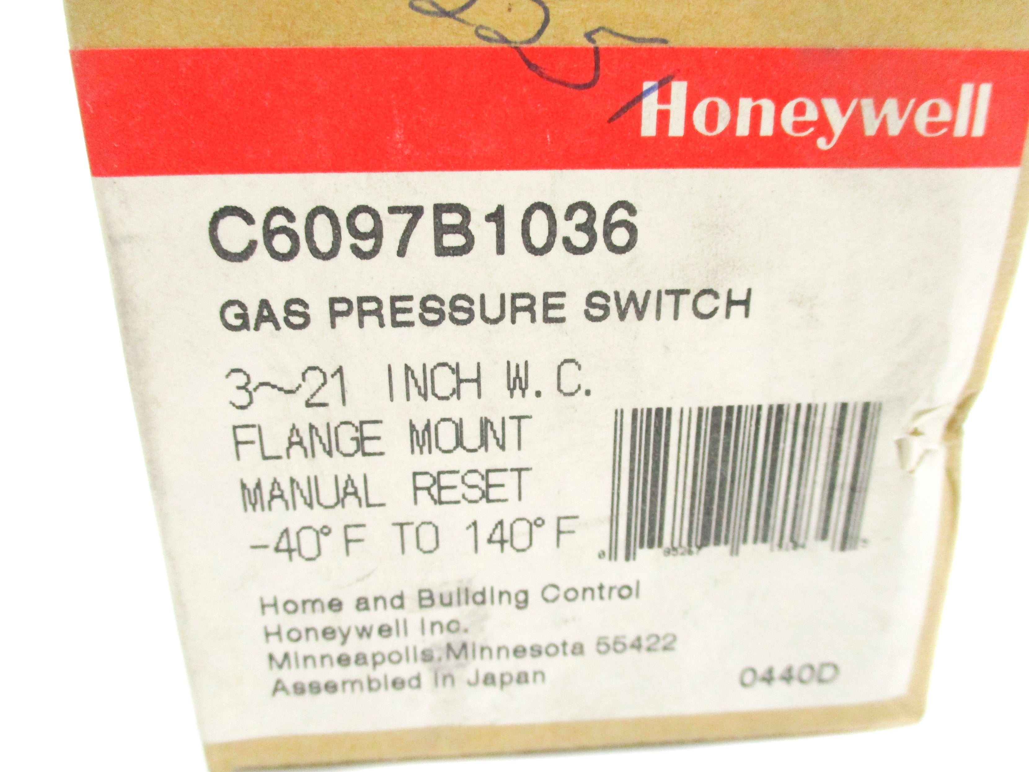 HONEYWELL C6097B1036 120-240VAC 5.0A 3-21INWC NSMP