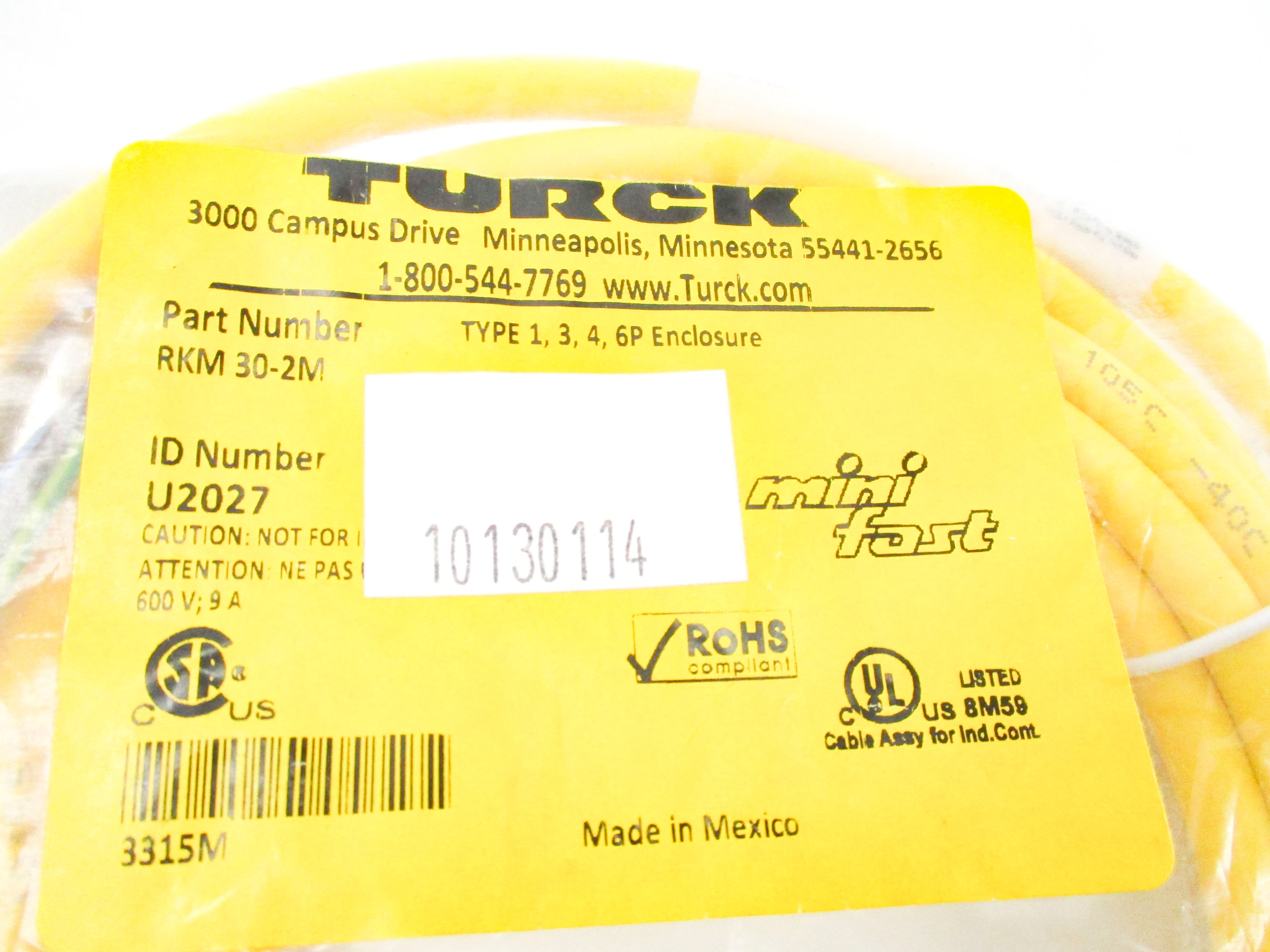 TURCK RKM30-2M U2027 600V 9A NSMP