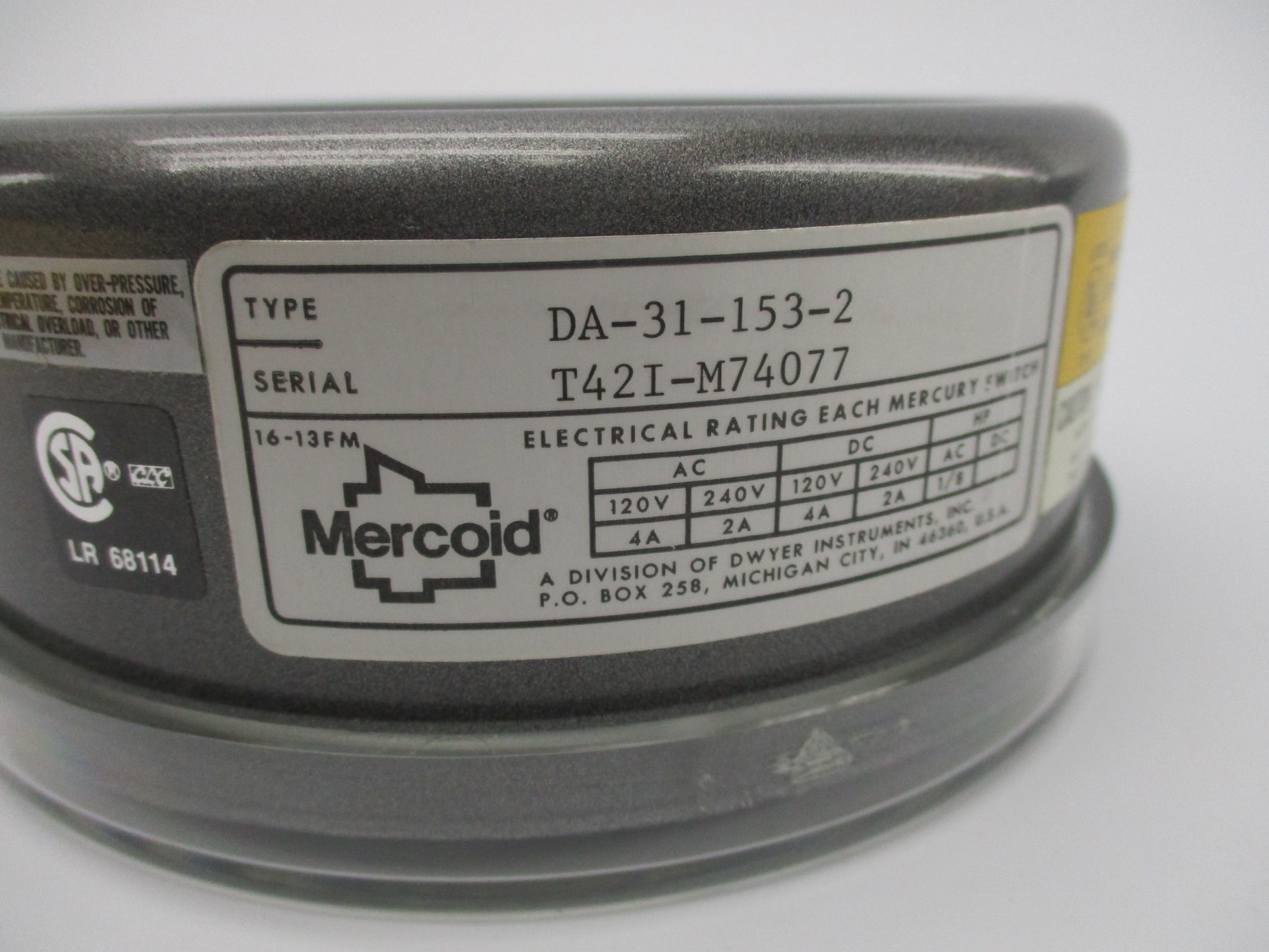 MERCOID DA-31-153-2 120-240VAC/DC 4/2A NSNP