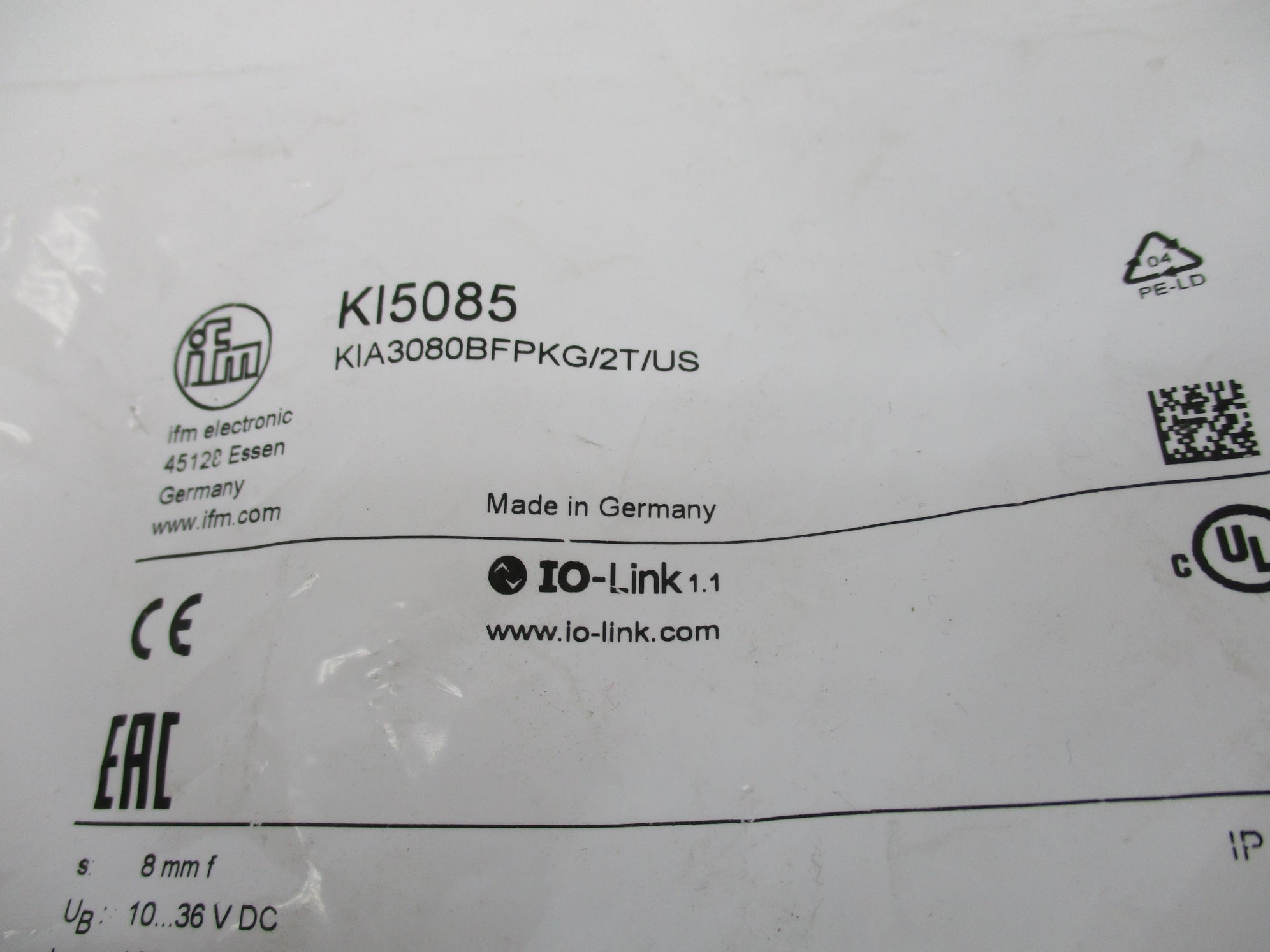 IFM EFECTOR KI5085 KIA3080BFPKG/2T/US 10-36VDC NSMP