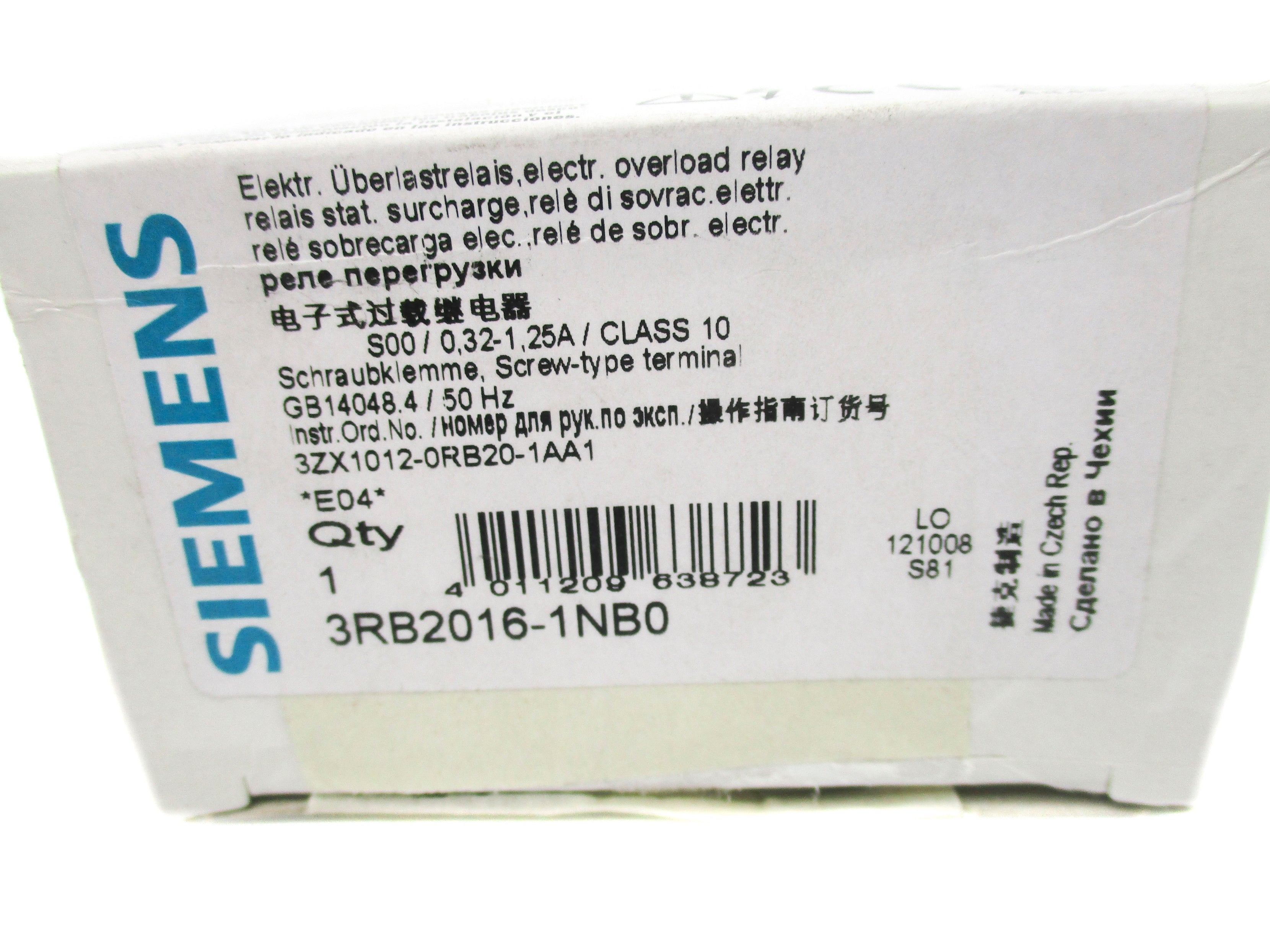 SIEMENS 3RB2016-1NB0 0,32-1,25A 600VAC NSMP